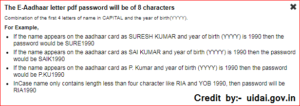 Aadhar Card Password